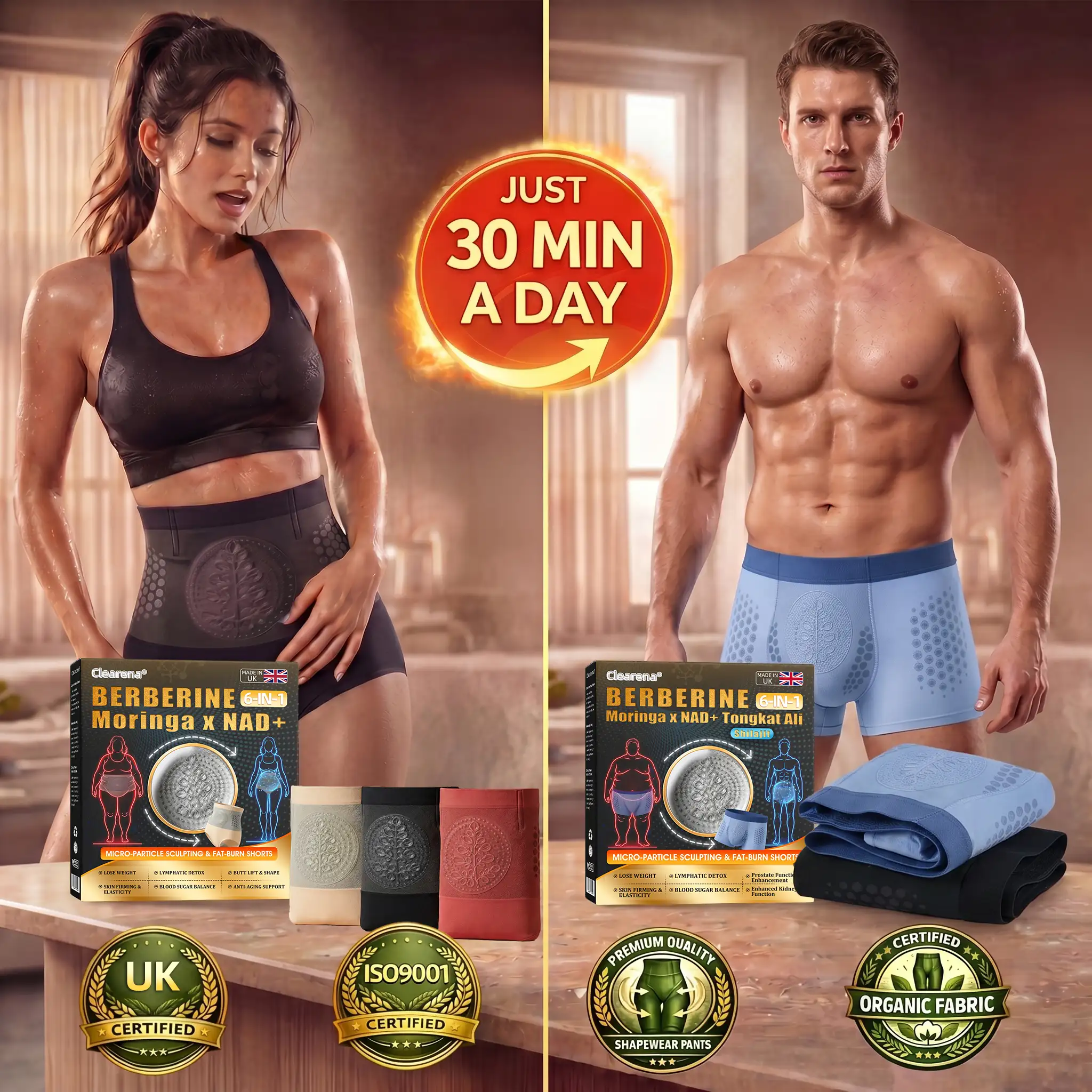 𝐎𝐟𝐟𝐢𝐜𝐢𝐚𝐥 𝐔𝐊 𝐁𝐫𝐚𝐧𝐝 𝐒𝐭𝐨𝐫𝐞 🔥 | 🏛️𝐂𝐥𝐞𝐚𝐫𝐞𝐧𝐚® 𝟐𝟎𝟐𝟔 𝐌𝐨𝐫𝐢𝐧𝐠𝐚 x 𝐁𝐞𝐫𝐛𝐞𝐫𝐢𝐧𝐞 x 𝐍𝐀𝐃+ 𝟔-𝐈𝐧-𝟏 𝐌𝐢𝐜𝐫𝐨-𝐏𝐚𝐫𝐭𝐢𝐜𝐥𝐞 𝐒𝐜𝐮𝐥𝐩𝐭𝐢𝐧𝐠 & 𝐅𝐚𝐭-𝐁𝐮𝐫𝐧 𝐒𝐡𝐨𝐫𝐭𝐬 (Women + Men with Advanced Male Support Blend)